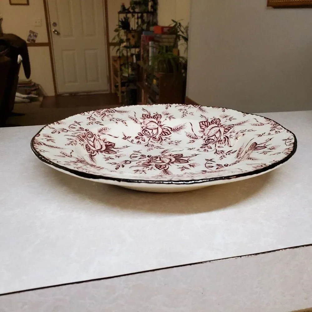 Wood & Sons Colonial Rose Pink Rim Soup Bowl 8